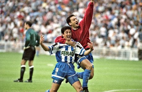 Μπεμπέτο και Μανχαρίν πανηγυρίζουν την κατάκτηση του Κυπέλλου Ισπανίας (27/6/1995)