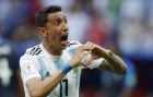 Argentina's Angel Di Maria celebrates after scoring his side's first goal during the round of 16 match between France and Argentina, at the 2018 soccer World Cup at the Kazan Arena in Kazan, Russia, Saturday, June 30, 2018. (AP Photo/Frank Augstein)