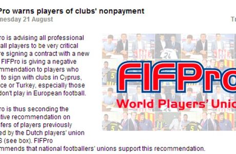 Καταπέλτης η FIFPro για τις συνθήκες εργασίας των ποδοσφαιριστών σε Ελλάδα, Κύπρο και Τουρκία