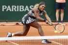 Serena Williams of the U.S. plays a shot against Vitalia Diatchenko of Russia during their first round match of the French Open tennis tournament at the Roland Garros stadium in Paris, Monday, May 27, 2019. (AP Photo/Pavel Golovkin)