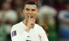 Portugal's Cristiano Ronaldo gestures as he leaves the pitch after being substituted during the World Cup group H soccer match between South Korea and Portugal, at the Education City Stadium in Al Rayyan , Qatar, Friday, Dec. 2, 2022. (AP Photo/Francisco Seco)