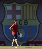 FC Barcelona's coach Ernesto Valverde attends a training session at the Sports Center FC Barcelona Joan Gamper in Sant Joan Despi, Spain, Saturday, Aug. 12, 2017. FC Barcelona will play against Real Madrid in the first leg of Spanish Supercup next Sunday. (AP Photo/Manu Fernandez)