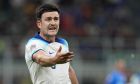 England's Harry Maguire reacts during the UEFA Nations League soccer match between Italy and England at the San Siro stadium, in Milan, Italy, Friday, Sept. 23, 2022. (AP Photo/Antonio Calanni)