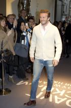 British footballer and model David Beckham poses for press at the launch event of new underwear range, for a Swedish high street chain on London's Regent's Street, Wednesday, Feb. 1, 2012. (AP Photo/Joel Ryan)