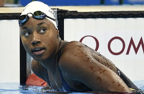 Η Αμερικανίδα κολυμβήτρια Σιμόν Μάνιουελ μετά από την προκριματική σειρά των 100μ. ελεύθερο στους Ολυμπιακούς Αγώνες 2016 στο Ρίο ντε Ζανέιρο, Τετάρτη 10 Αυγούστου 2016