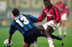 Milan's midfielder Marcel Desailly, right, and Internazionale of Milan defender Gianluca Festa, fight for the ball during their Italian major league match at Milan's San Siro stadium Sunday, Oct. 29, 1995. The match ended in a 1 - 1 draw. (Ap Photo/Luca Bruno)