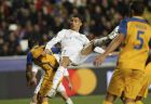 Real Madrid's Cristiano Ronaldo scores the fifth goal of his team during the Champions League Group H soccer match between APOEL Nicosia and Real Madrid at GSP stadium, in Nicosia, on Tuesday, Nov. 21, 2017. (AP Photo/Petros Karadjias)