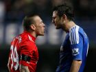 Liverpool's Craig Bellamy (L) and Chelsea's Frank Lampard confront each other during an English Premier League football match between Chelsea and Liverpool at Stamford Bridge in London, England, on November 20, 2011. AFP PHOTO/IAN KINGTON

RESTRICTED TO EDITORIAL USE. No use with unauthorised audio, video, data, fixture lists, club/league logos or live services. Online in-match use limited to 45 images, no video emulation. No use in betting, games or single club/league/player publications. (Photo credit should read IAN KINGTON/AFP/Getty Images)