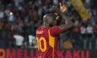 Roma's Romelu Lukaku is presented to fans prior to the start of the Serie A soccer match between Roma and AC Milan at Rome's Olympic stadium, Friday, Sept. 1, 2023. (AP Photo/Gregorio Borgia)