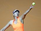 Russia's Maria Sharapova serves during her match against Italy's Roberta Vinci at the Porsche Grand Prix in Stuttgart, Germany, Wednesday, April 26, 2017. It is Sharapova's first match after a 15 months lasting doping ban. (AP Photo/Michael Probst)