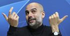 Manchester City manager Pep Guardiola speaks during a press conference at the City Football Academy, Manchester, England, Tuesday Dec. 11, 2018. Manchester City will play Hoffenheim in a Champions League soccer match on Wednesday. (Martin Rickett/PA via AP)
