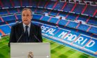 FILE - In this June 13, 2019 file photo, Real Madrid's President Florentino Perez gives a speech at the Santiago Bernabeu stadium in Madrid, Spain. The Super League's founding chairman Florentino Perez on Tuesday, April 20, 2021 says the competition is being created to save soccer for everyone and not to make the rich clubs richer. The Real Madrid president says it's "impossible" that players from the participating teams will be banned by UEFA. (AP Photo/Manu Fernandez, File)