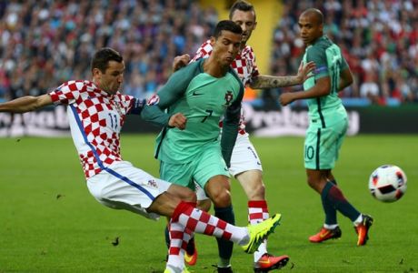 A view of the action between Croatia and Portugal during their UEFA Euro 2016 Round of 16 match