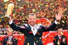 Former German soccer star Lothar Matthaus attends a ceremony to welcome the FIFA World Cup trophy at Manezh Square in Moscow, Russia, Sunday, June 3, 2018. (Kirill Zykov/Moscow News Agency photo via AP)
