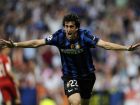 Inter Milan's Argentinian forward Alberto Milito Diego celebrates after scoring during the UEFA Champions League final football match Inter Milan against Bayern Munich at the Santiago Bernabeu stadium in Madrid on May 22, 2010.    AFP PHOTO / JAVIER SORIANO (Photo credit should read JAVIER SORIANO/AFP/Getty Images)