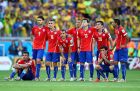 BELO HORIZONTE, BRAZIL - JUNE 28:  Chile players look on preparing for penalty kicks during the 2014 FIFA World Cup Brazil round of 16 match between Brazil and Chile at Estadio Mineirao on June 28, 2014 in Belo Horizonte, Brazil.  (Photo by Paul Gilham/Getty Images)