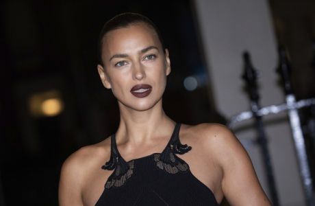 Irina Shayk arrives at the British Vogue x Self-Portrait party on Thursday, Oct. 28, 2021 in London. (Photo by Vianney Le Caer/Invision/AP)