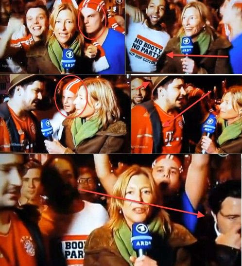 Γυναίκα ρεπόρτερ εν μέσω θερμόαιμων οπαδών