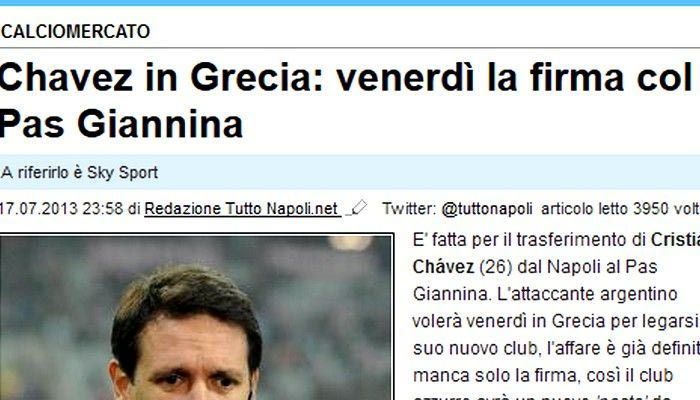 Ερχεται για να υπογράψει ο Τσάβες