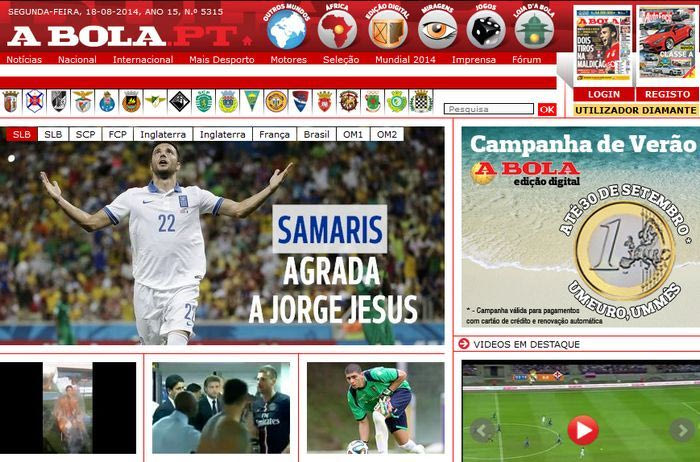 Πρώτο θέμα στην “A Bola” ο Σάμαρης
