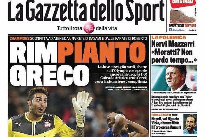 Τα ιταλικά πρωτοσέλιδα μετά το θρίαμβο του Ολυμπιακού (PHOTOS)