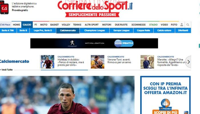 H “Corriere dello Sport” για τη συνέντευξη του Χολέμπας στο Contra.gr