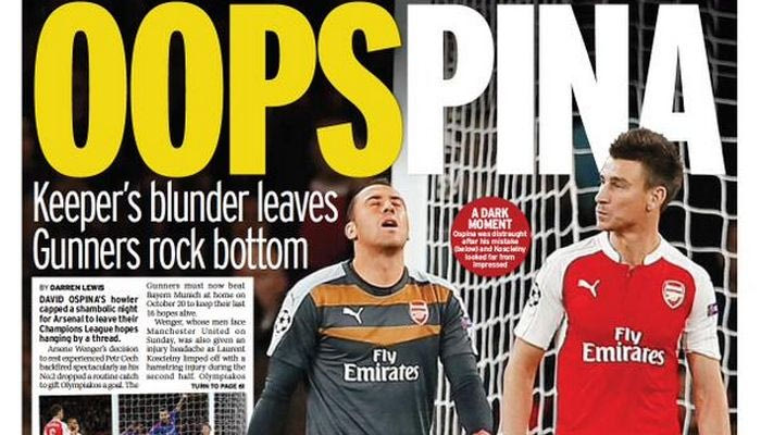 Τα αγγλικά πρωτοσέλιδα για τη νίκη του Ολυμπιακού