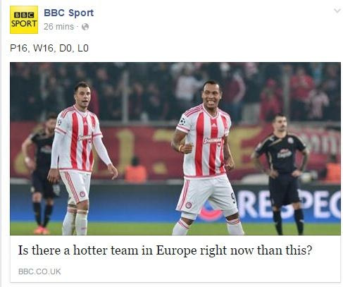 Αποθέωση Ολυμπιακού από το BBC