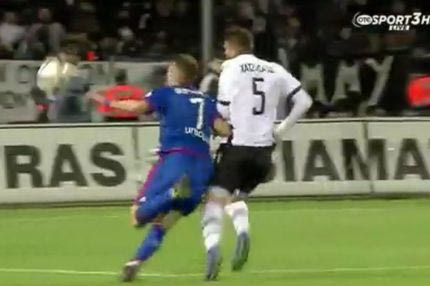 Το φάουλ από το οποίο προήλθε το γκολ του Ολυμπιακού