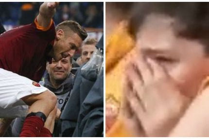 Σπάραξε ο μικρός οπαδός της Ρόμα στο γκολ του Τότι