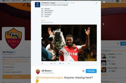 Η Ρόμα απάντησε με ειρωνικό tweet στην παράλειψη της UEFA!
