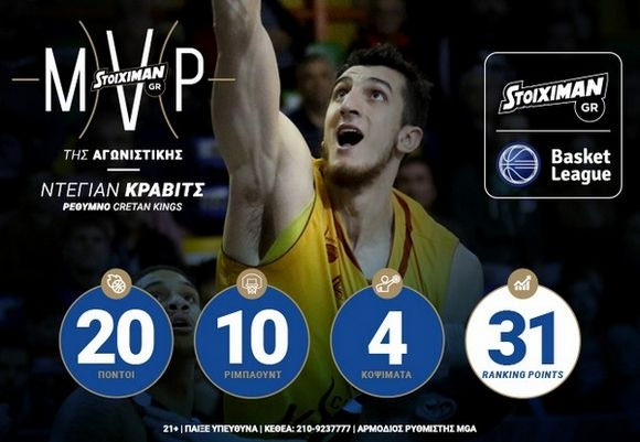 MVP της 9ης αγωνιστικής ο Ντέγιαν Κράβιτς