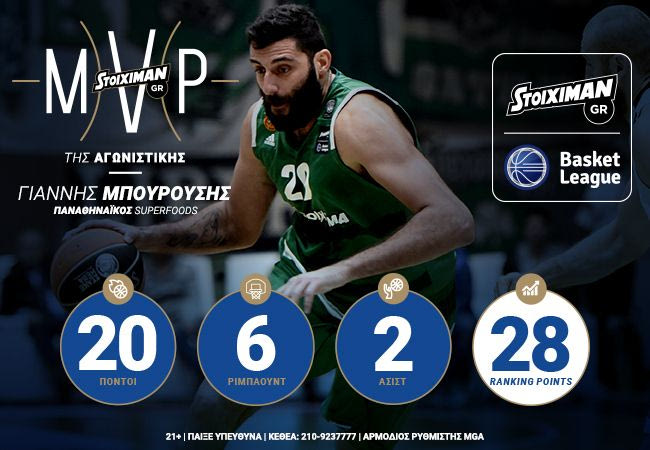 MVP 14ης αγωνιστικής της Stoiximan.gr Basket League ο Γιάννης Μπουρούσης