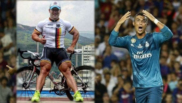 “Καλαμάκια” τα πόδια του Κριστιάνο μπροστά σε αυτού του ποδηλάτη!