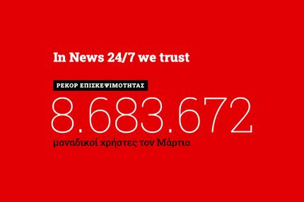 Ρεκόρ επισκεψιμότητας τον Μάρτιο για το NEWS 24/7