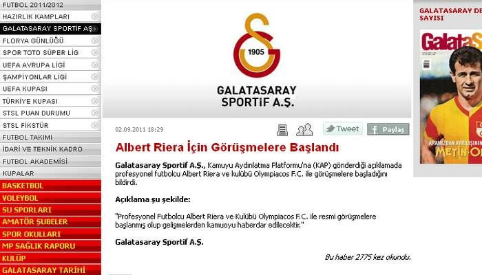 Η Γαλατά ανακοίνωσε την έναρξη των διαπραγματεύσεων για Ριέρα